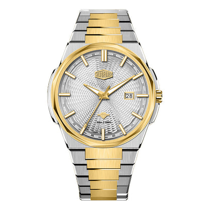 silver dial two-tone watch