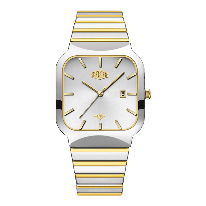 HeroForce 5055GL - Luxury Square Analog Watch with Sapphire Glass & Date Display