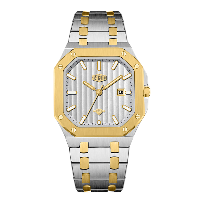 HeroForce 5025B Ribbed Dial Watch - Sapphire Glass, Two-Tone