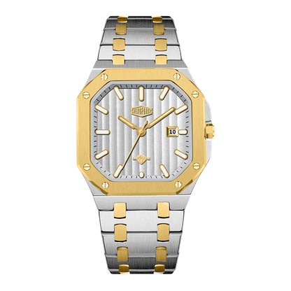 HeroForce 5025B Ribbed Dial Watch - Sapphire Glass, Two-Tone