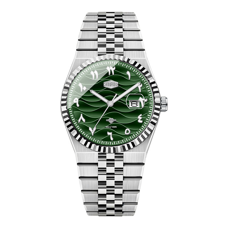 HeroForce 5036B - Ocean Wave – Arabic Dial Watch with Fluted Bezel