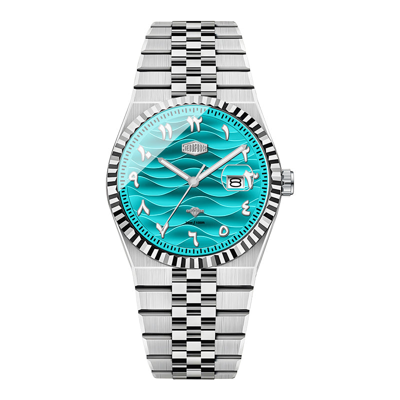 HeroForce 5036B - Ocean Wave – Arabic Dial Watch with Fluted Bezel
