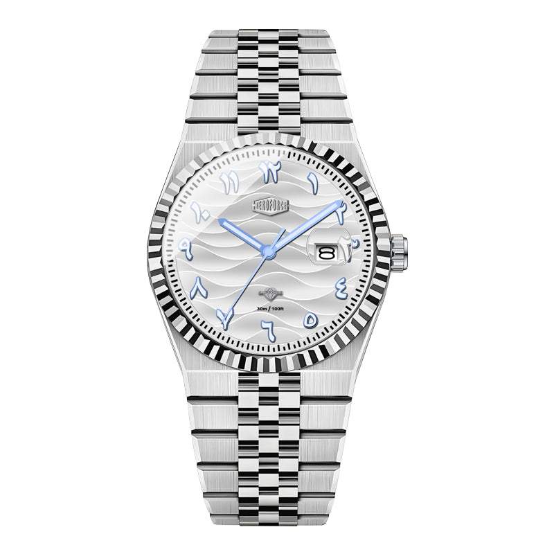 HeroForce 5036B - Ocean Wave – Arabic Dial Watch with Fluted Bezel
