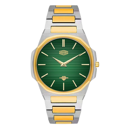 green dial two-tone watch