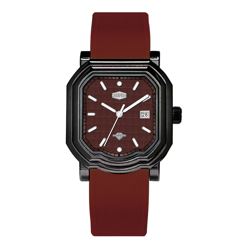 black case brown dial