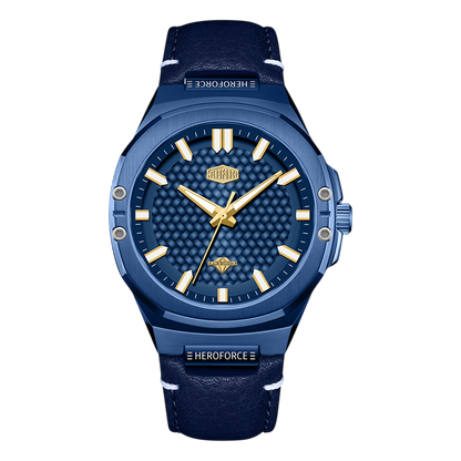 blue watch gold accents