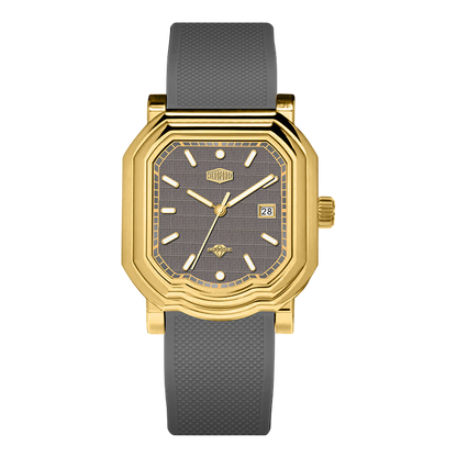 gold case grey dial