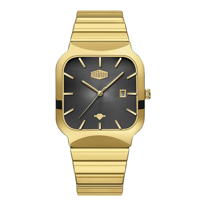 gold watch black dial