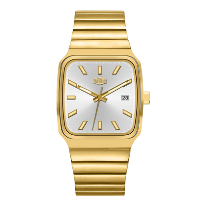 gold watch silver dial