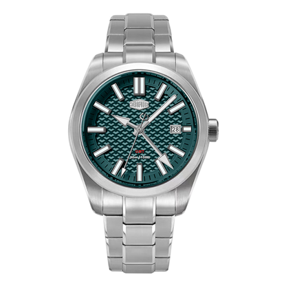 green dial steel watch
