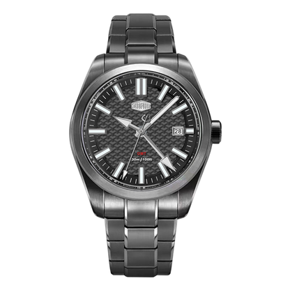 gunmetal watch, dark dial