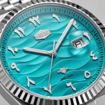 Heroforce 5036B Ocean Wav - Arabic dial, fluted bezel, quiet luxury