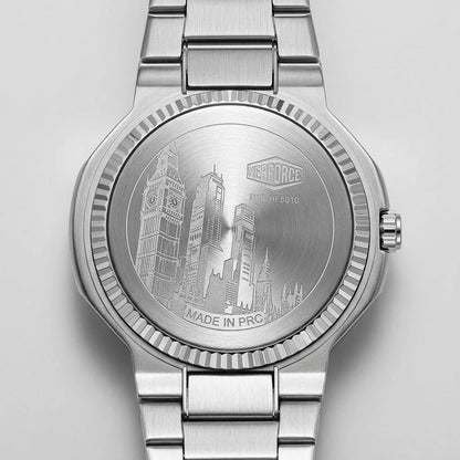 Heroforce 5036B Ocean Wav - rear-view stainless steel caseback macro