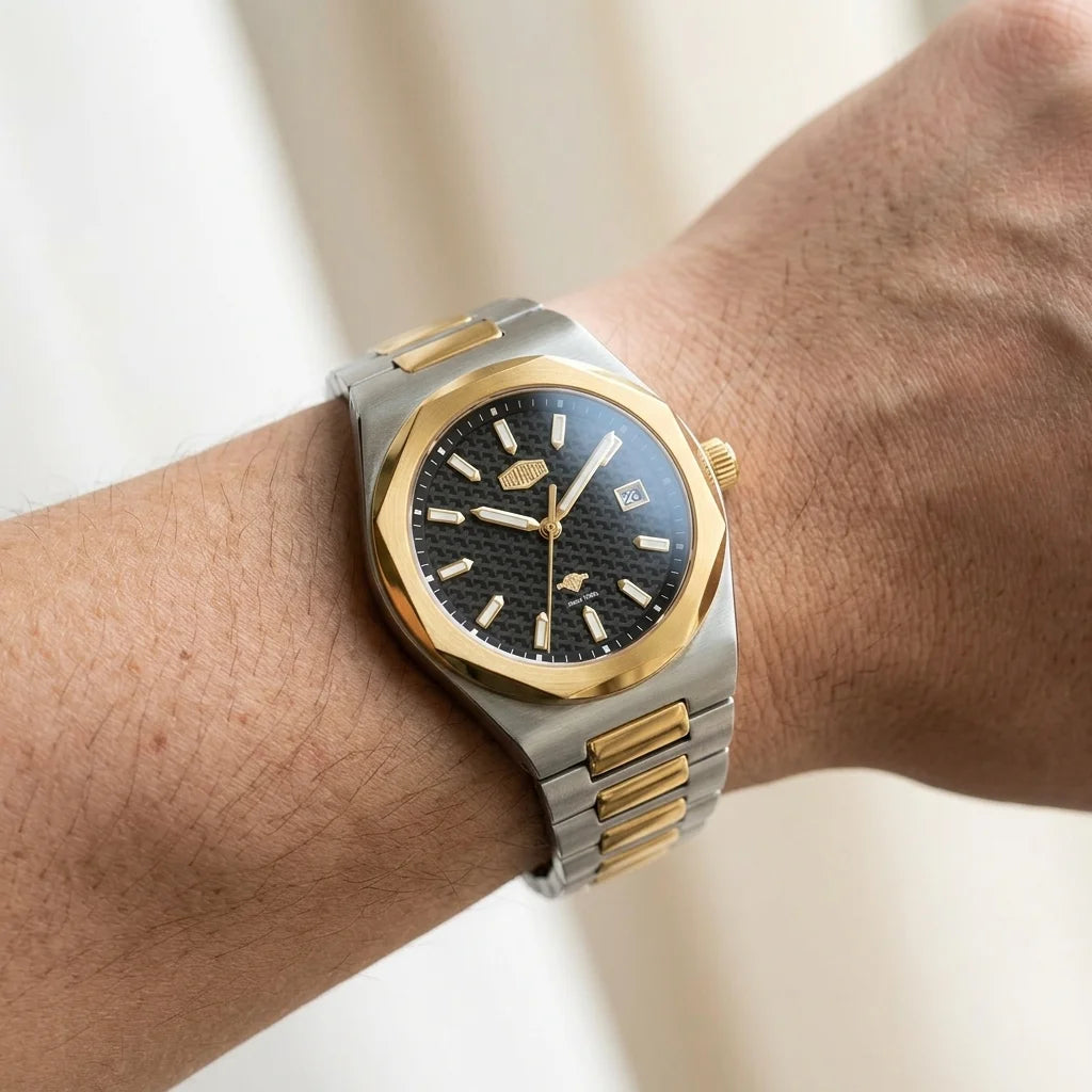 HeroForce 5041 Luxury Ana - worn wrist, natural skin, luxury timepiece, soft daylight