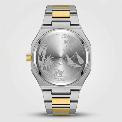 HeroForce 5042A Skeleton - rear view, engraved caseback, brushed metal