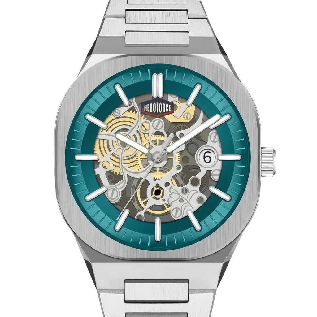 HeroForce 5042A Skeleton - skeleton dial, exposed gears, macro detail, luxury watch