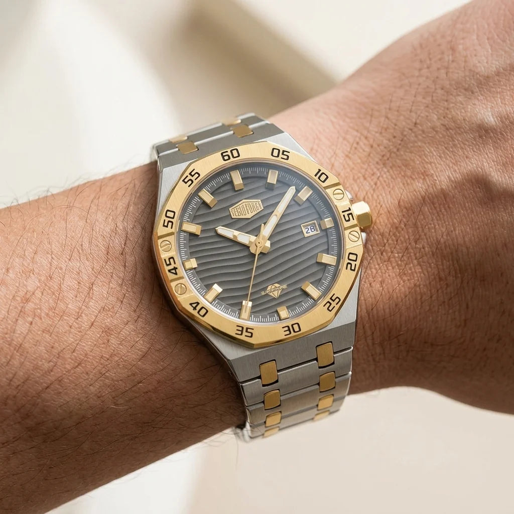 HeroForce 5043 Men's Octa - worn wrist, luxury, photorealistic, natural light