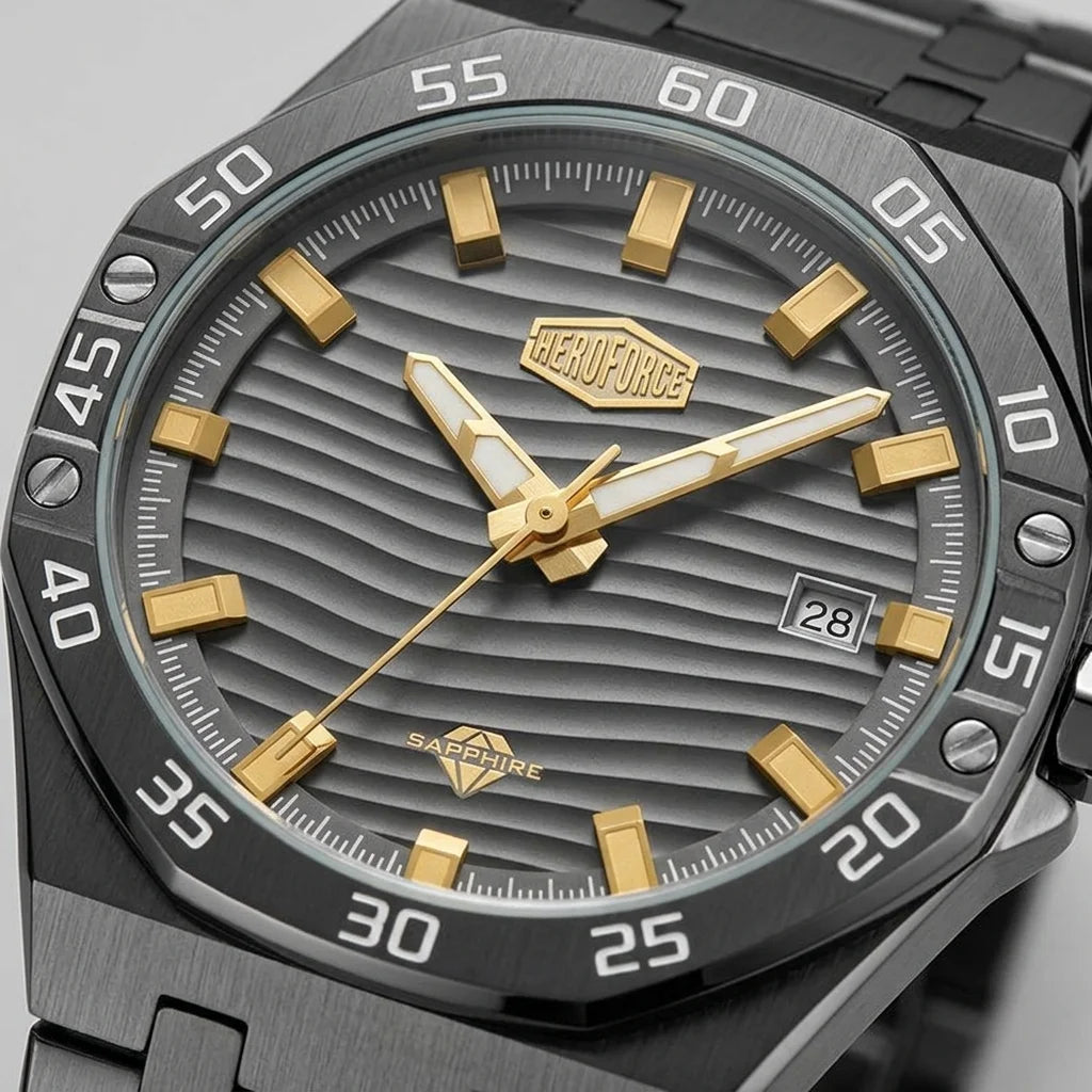Heroforce 5043 Octagonal - Octagonal Bezel, Wave Dial, Quiet Luxury Watch