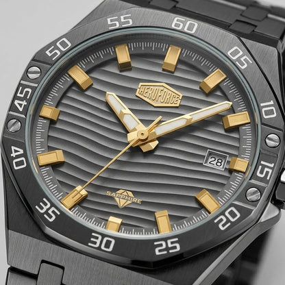 Heroforce 5043 Octagonal - Octagonal Bezel, Wave Dial, Quiet Luxury Watch