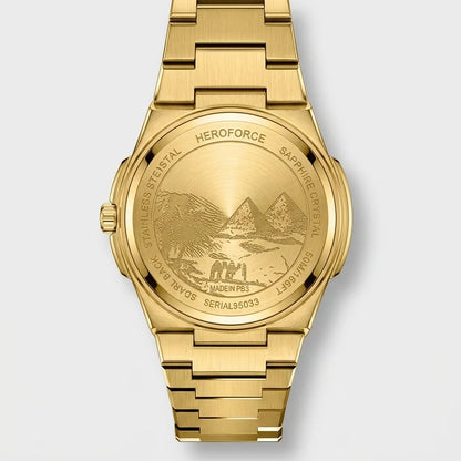 Heroforce 5053A Luxury Me - Rear caseback, brushed metal, luxury watch, studio shot
