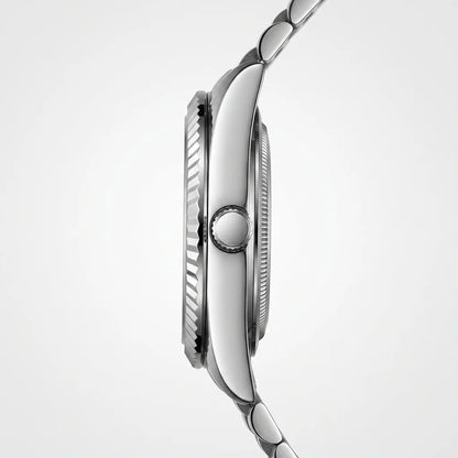 Heroforce 5083 Luxury Ana - luxury watch side profile, macro metal details, sharp edge highlight, pure white background