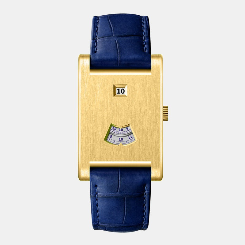 HeroForce 5035P – Jump-Hour Rectangle Watch with Embossed Leather Strap
